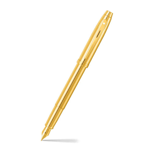 Sheaffer 100 9372 Glossy PVD Gold Fountain Pen / bbag indias best online store