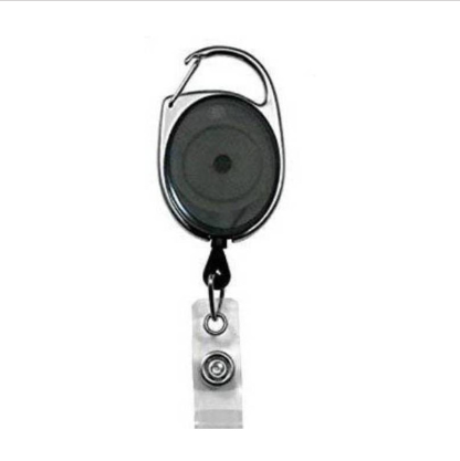 Retractable Reel with Carabiner Clip and Card Strap Blue