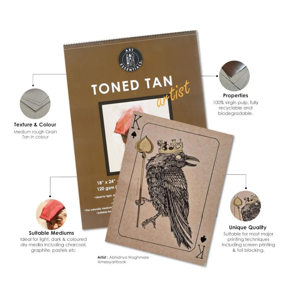 Art Essentials Toned Tan  Sketching Paper Spiral Pad - 120 GSM