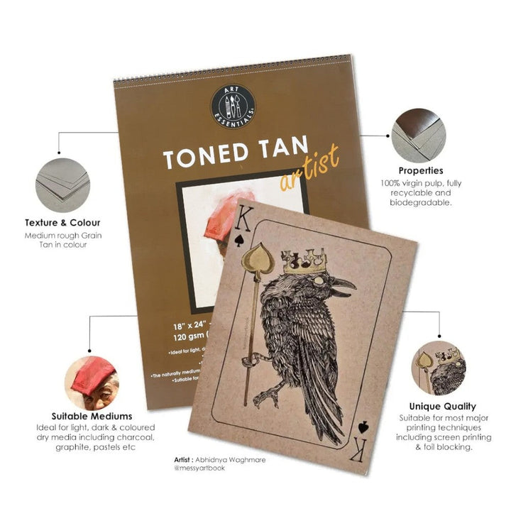 Art Essentials Toned Tan  Sketching Paper Spiral Pad - 120 GSM