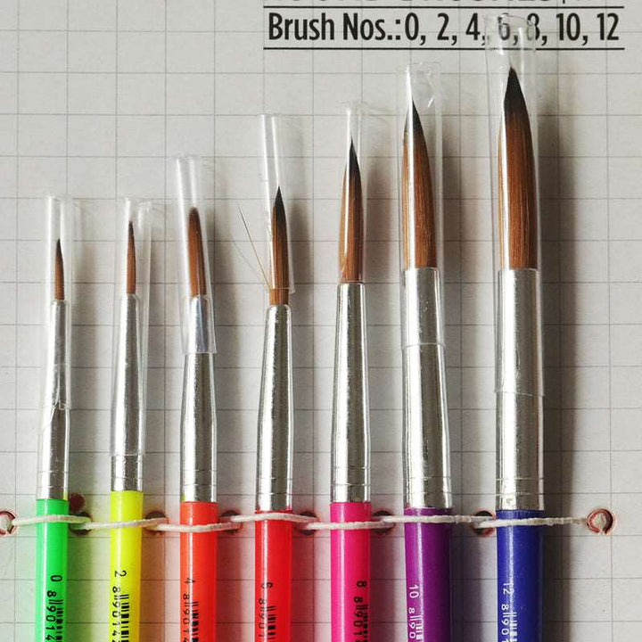7 Pcs Of Round Camlin Champ Brushes 0, 2, 4, 6, 8, 10 and 12