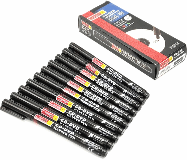 A Pack of 10 Pcs black Camlin CD/DVD/OHP Marker