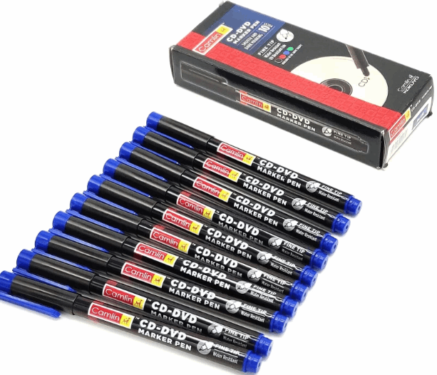 10 Pcs of Blue Camlin CD/DVD/OHP Marker thin tip