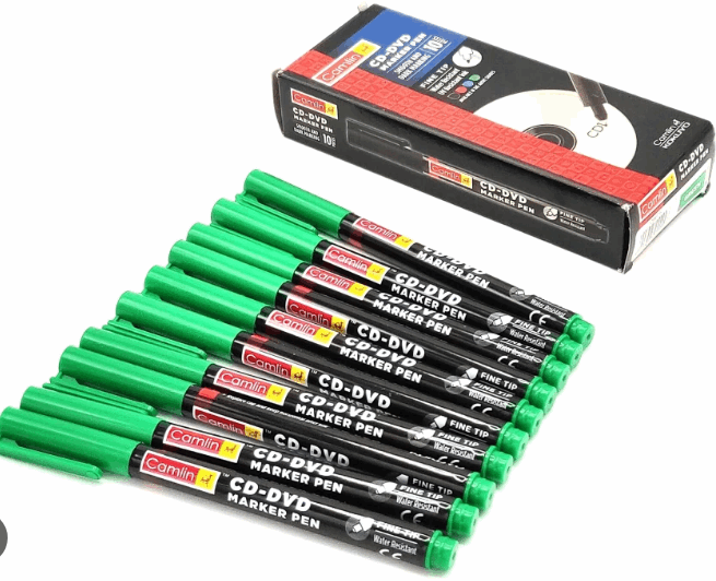 10 Pcs of Green Camlin CD/DVD/OHP Marker Thin tip