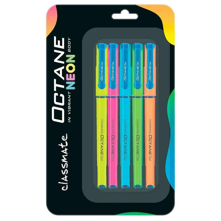 A Pack of 5 shades of Classmate Octane Neon Gel Pen