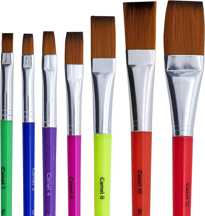 7 Pcs of flat Camlin Champ Brushes