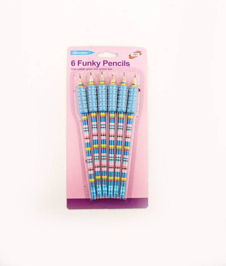 6 Funky Pencils With Rubber Grip