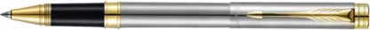 Parker Folio Stainless Steel with Gold Trim Roller Ball Pen - Bbag | India’s Best Online Stationery Store