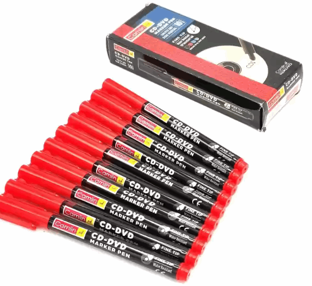 10 Pcs Red Camlin CD/DVD/OHP Marker Thin Tip