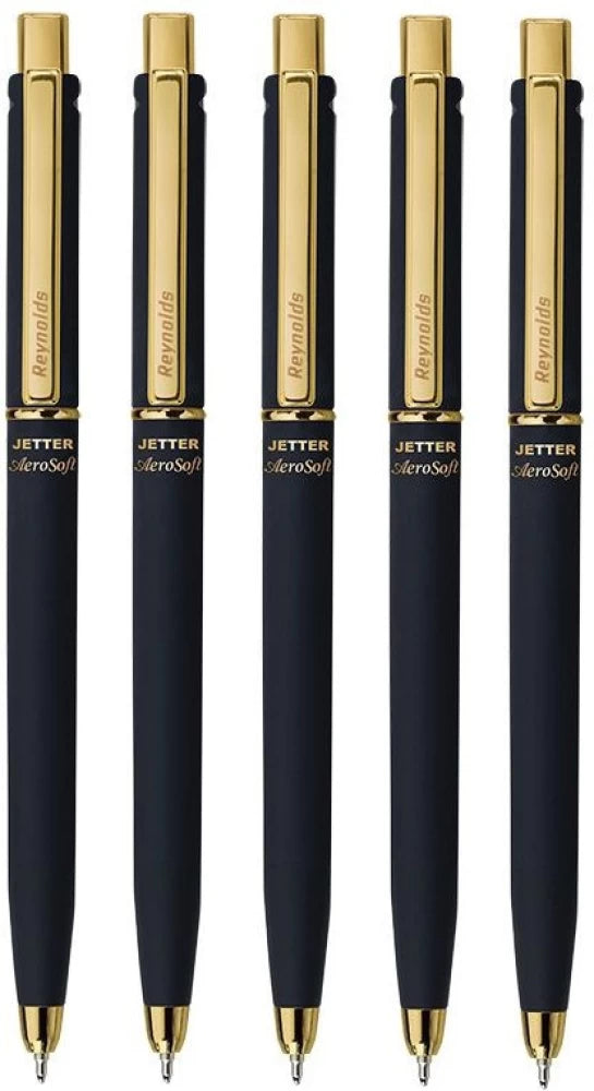 Reynolds Jetter AeroSoft Gold Ball Pen - Bbag | India’s Best Online Stationery Store