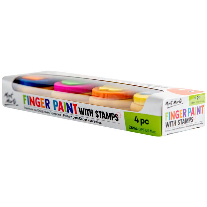 Finger Paints with Stamps 4pc – Fun, Washable Paint Set for Kids