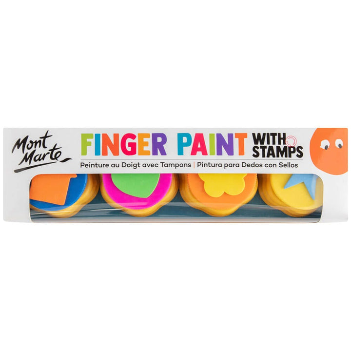 Finger Paints with Stamps 4pc – Fun, Washable Paint Set for Kids