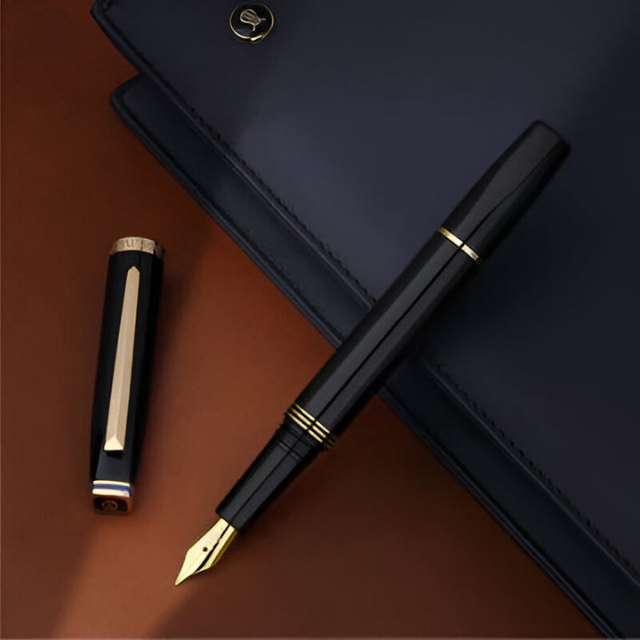 Elegant Contemporary Black & Gold Fountain Pen – Premium Writing