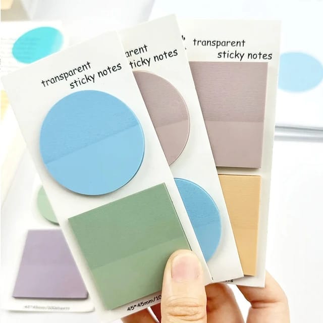 Dual Shape Pastel Transparent Sticky Notes
