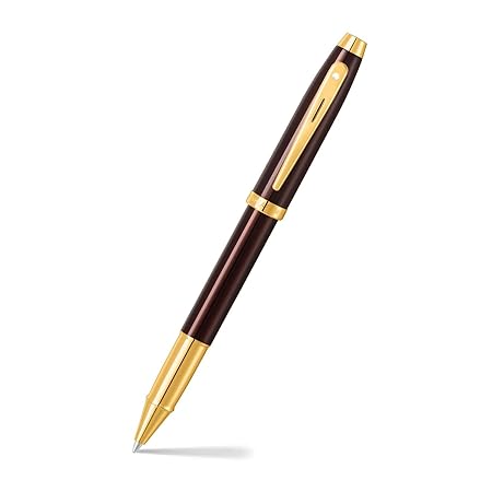 Sheaffer 9370 Rollerball Pen Glossy Coffee Brown With PVD Gold Tone Trim