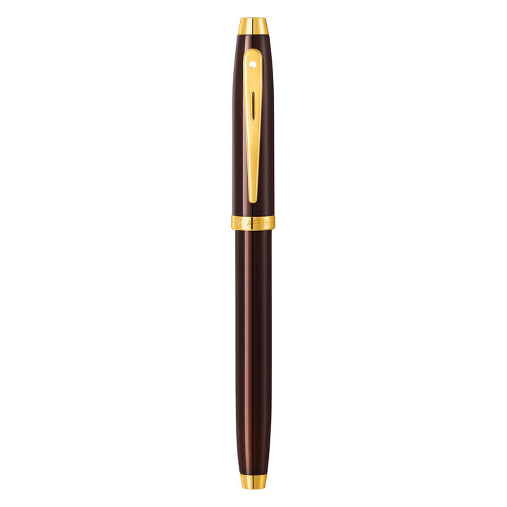 Sheaffer 9370 Rollerball Pen Glossy Coffee Brown With PVD Gold Tone Trim