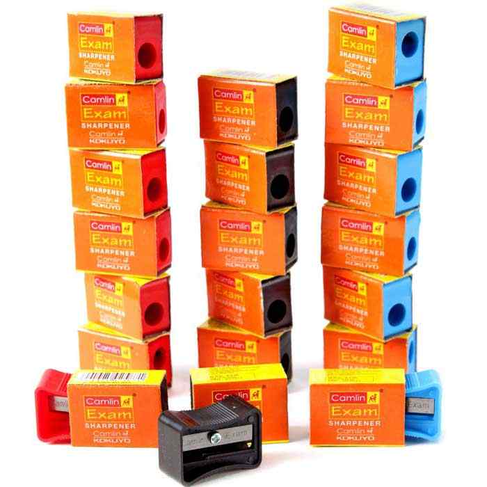 A set of 20 Camlin Exam Sharpener in Red, Blue and black Colour