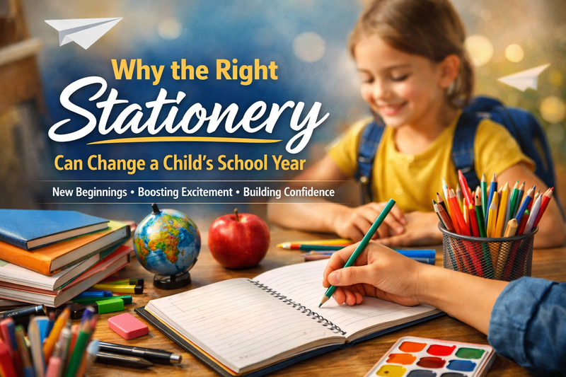 Back to school stationery setup with school supplies