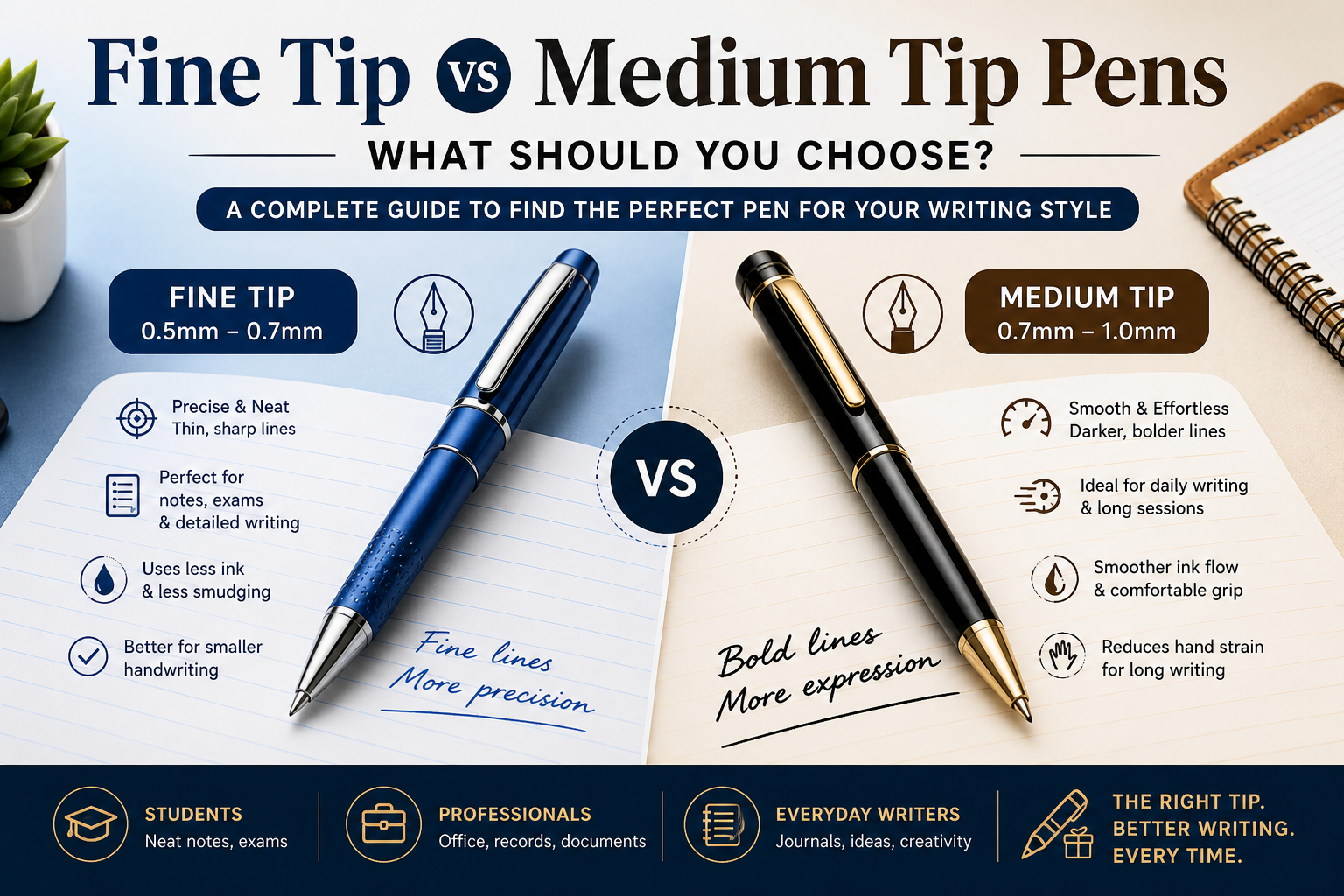 Fine Tip vs Medium Tip Pens – Which Pen Should You Choose? – Bbag ...