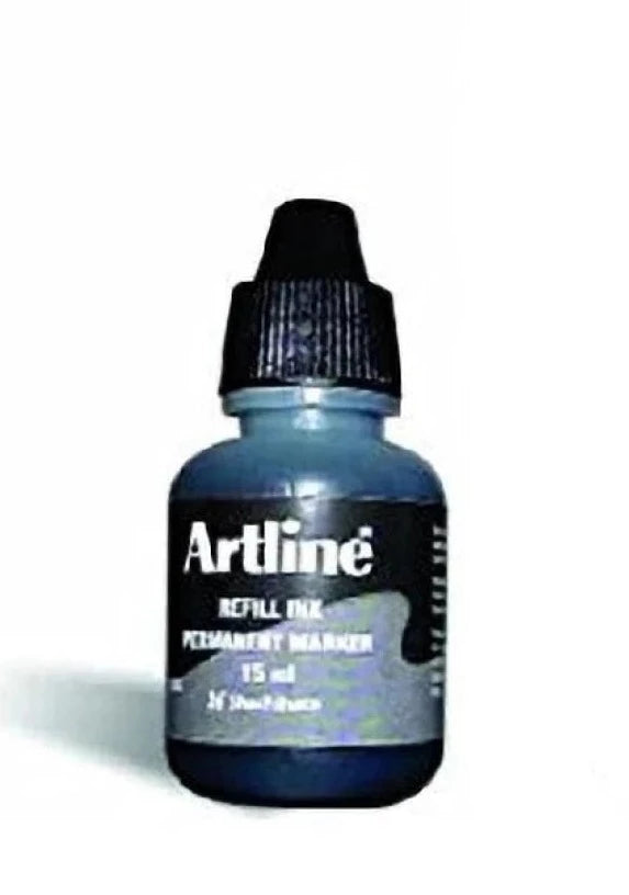 A bottle of 15 ml  of Black Colour  Artline Permanent Marker Ink