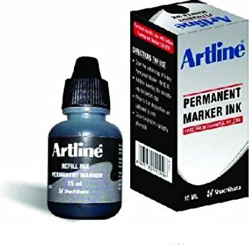 A pack and bottle of 15 ml  Black Colour of Artline Permanent Marker Ink