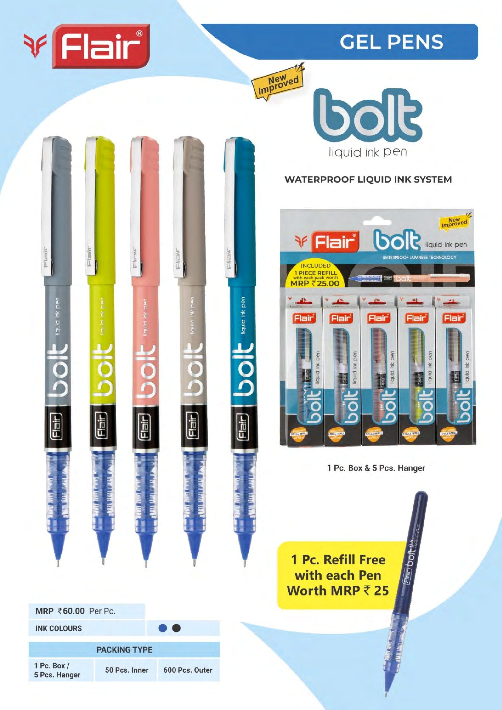 Flair Carbonix Metal Ball Pen Refill Ink Refill Flair Carishma