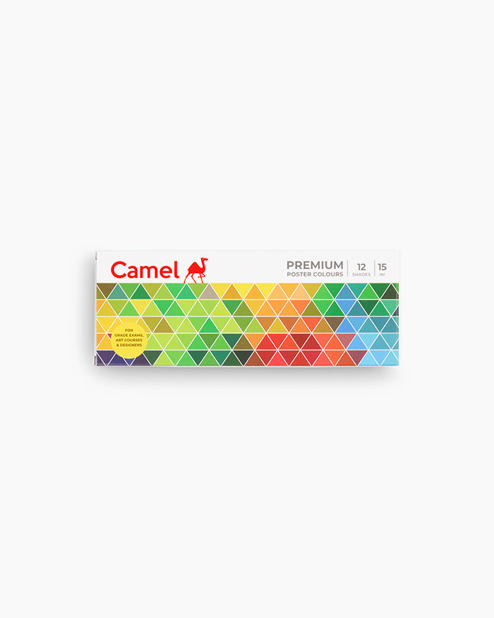 Camel Premium Poster Colours -Assorted pack of 12 shades in 15 ml