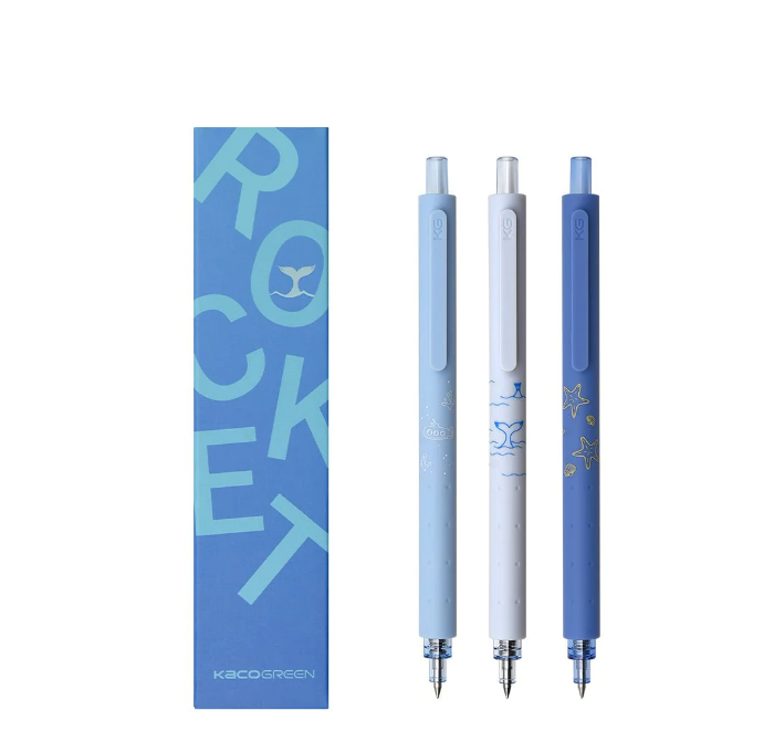 A Pack of 3 set of  Marine Gel Pen Kacogreen Rocket Gel Pen