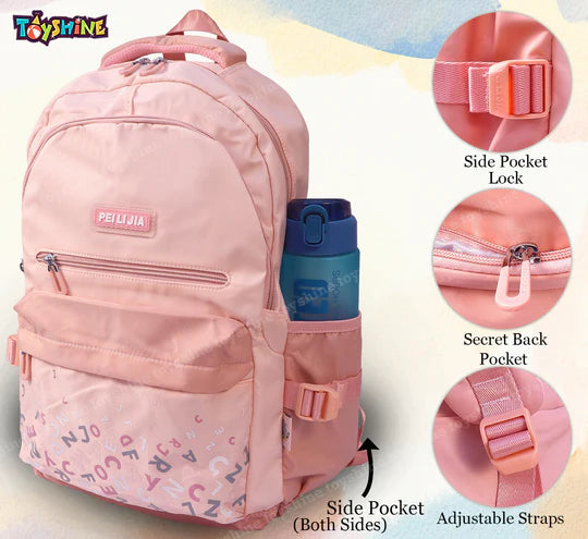 Toyshine Alphabets High School College Backpack Pink Bbag | India’s Best Online Stationery Store