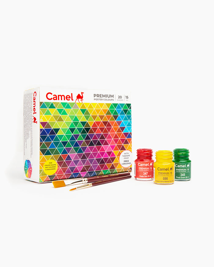 Camel Premium Poster Colours -Assorted pack of 20 shades in 15 ml