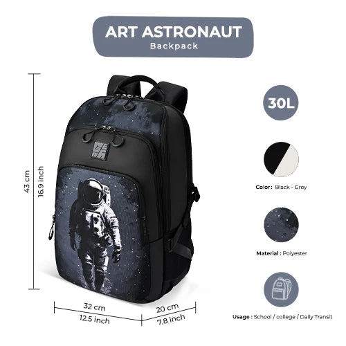 Art Astronaut Backpack 17 Inch (Black-Grey) Bbag | India’s Best Online Stationery Store