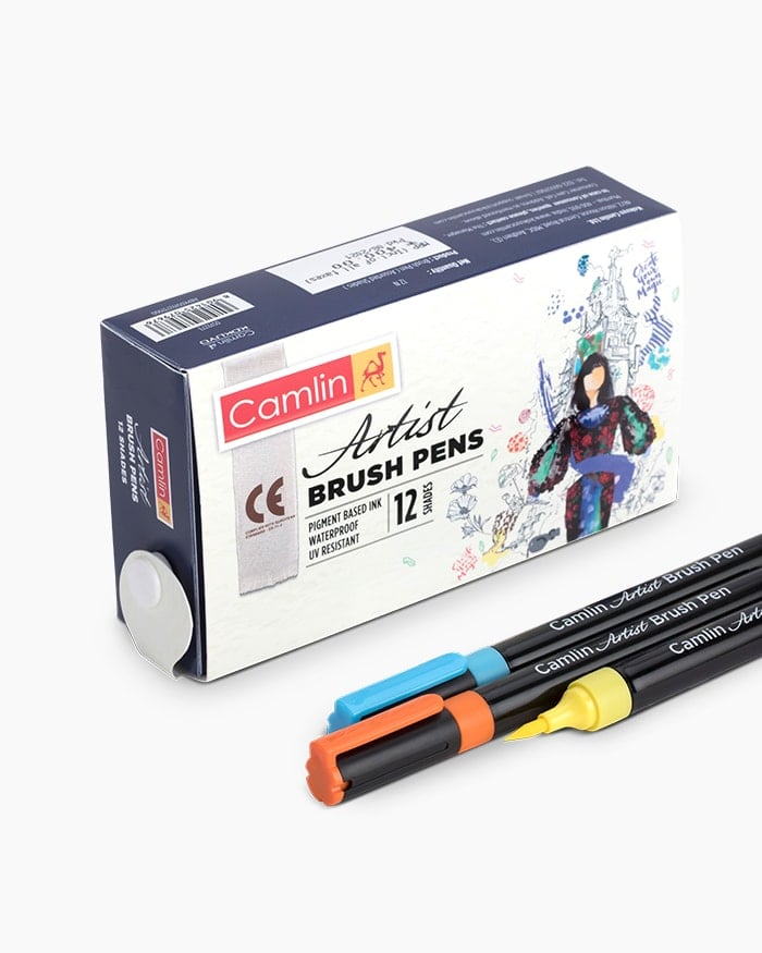Camlin Artist Brush Pens 12 shades Multicolor box
