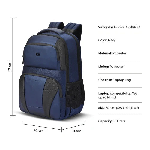 Fortuner Laptop Backpack 16L (Blue) Bbag | India’s Best Online Stationery Store