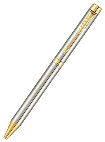 Parker Folio Stainless Steel with Gold Trim Ball Pen - Bbag | India’s Best Online Stationery Store