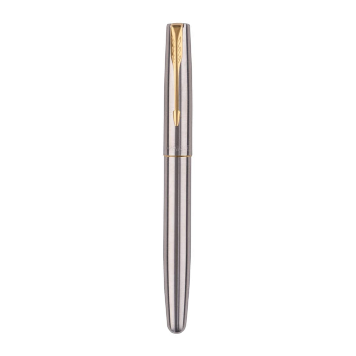 Parker Frontier Stainless Steel With Gold Trim Roller Ball Pen - Bbag | India’s Best Online Stationery Store