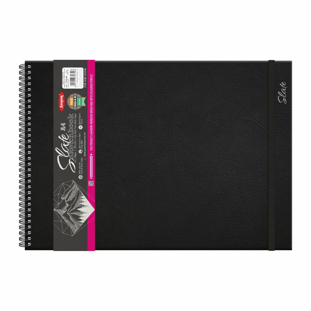 Anupam Slate Drawing Book Black Paper A4 180 GSM Optimal Coarse Texture Anupam