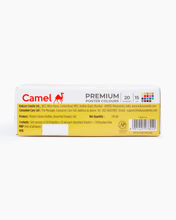 Camel Premium Poster Colours -Assorted pack of 20 shades in 15 ml