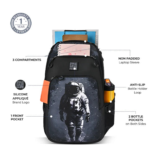 Art Astronaut Backpack 17 Inch (Black-Grey) Bbag | India’s Best Online Stationery Store