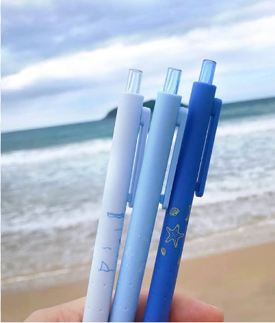 3 Set of Marine Blue colour  Kacogreen Rocket Gel Pen 