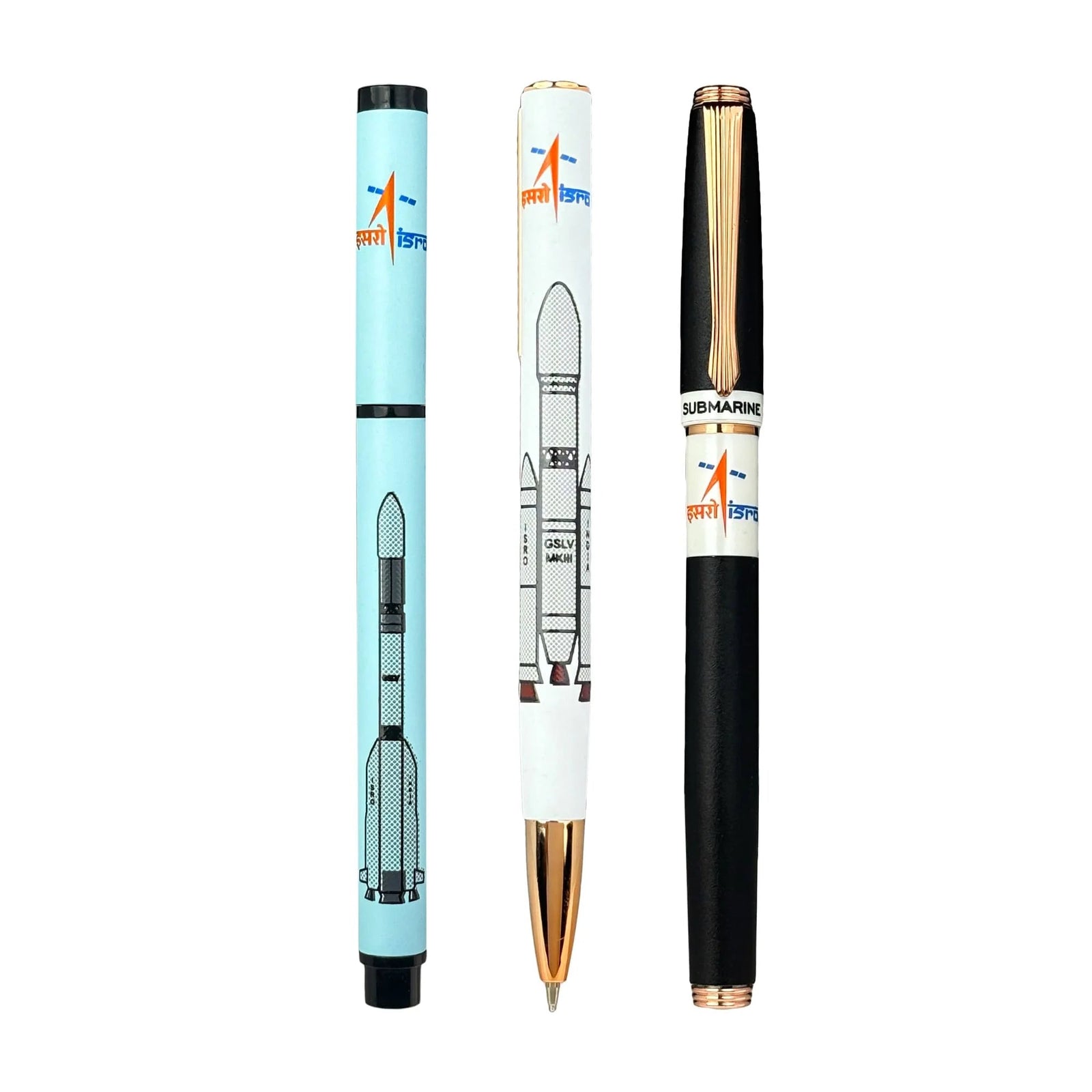 Submarine ISRO GSLV-X Pen Set of 3 Space-Themed Premium Ball Pens Bbag | India’s Best Online Stationery Store