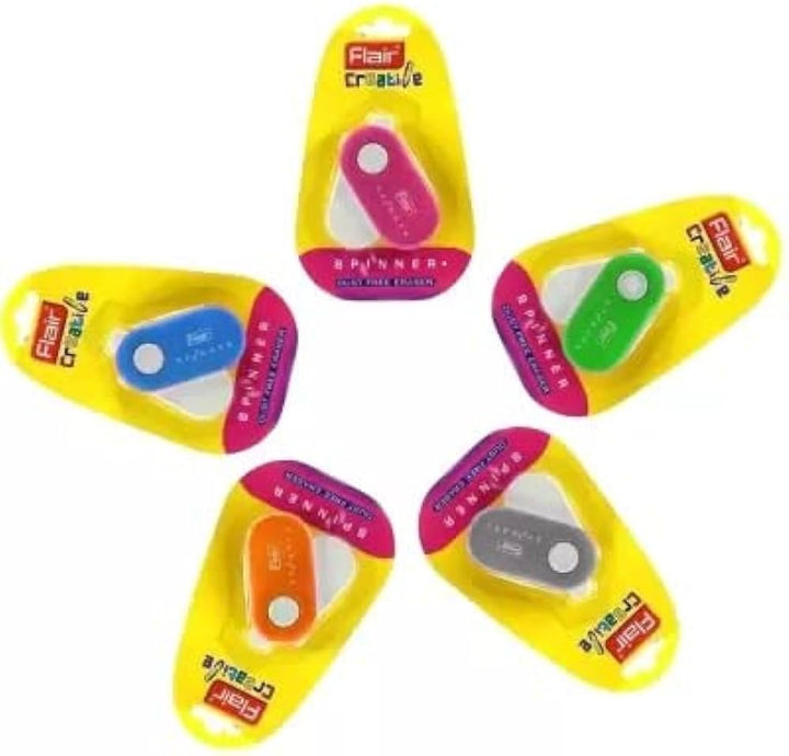 Pink, Green, Grey, Orange and Blue Flair Creative Spinner Dust Free Eraser