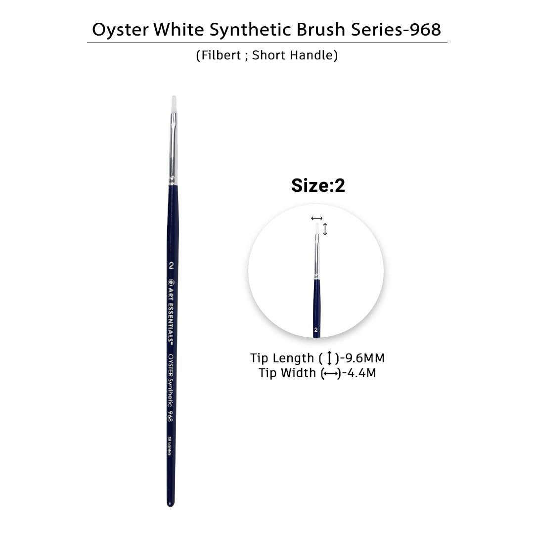 Art Essentials Oyster White Synthetic Hair Brush for Mixed Media- Series 968 - Filbert