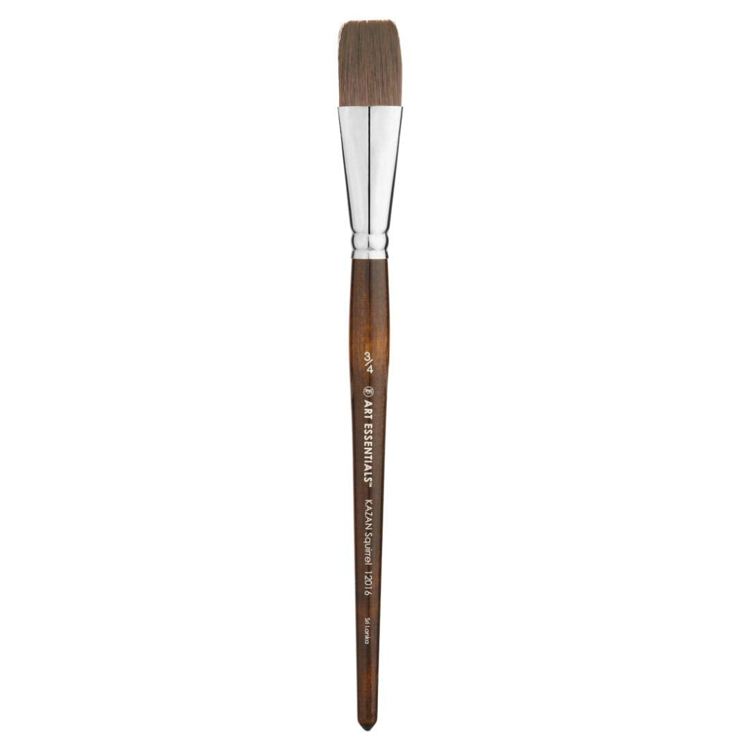 Art Essentials Kazan Synthetic Squirrel Hair Brush for Watercolour, Gouache and Ink - Series 12016 - Flat - Short Handle - Size: 3/4 inch