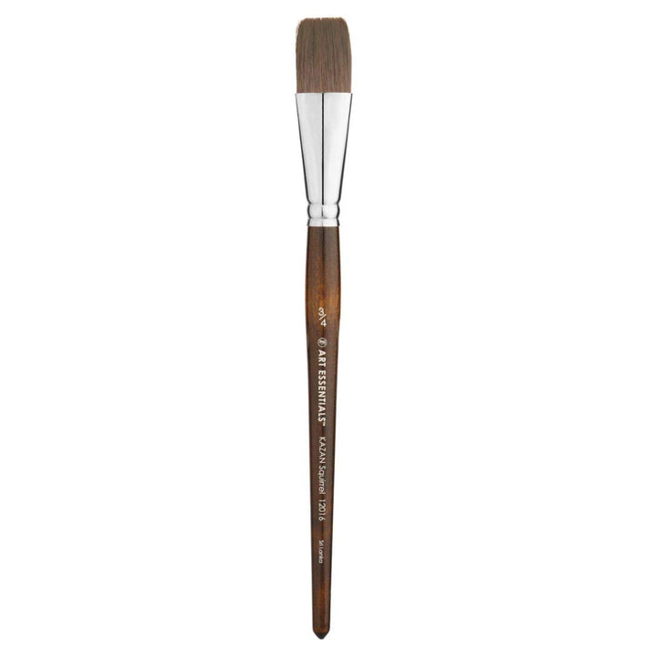 Art Essentials Kazan Synthetic Squirrel Hair Brush for Watercolour, Gouache and Ink - Series 12016 - Flat - Short Handle - Size: 3/4 inch