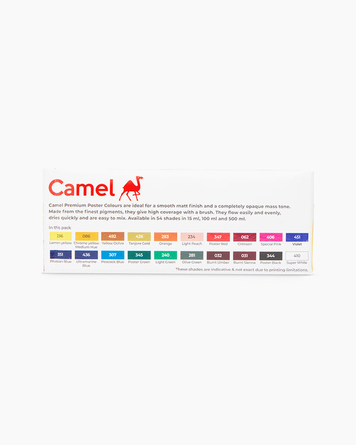 Camel Premium Poster Colours -Assorted pack of 20 shades in 15 ml