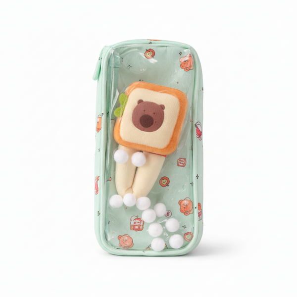 Cute Transparent Bear Pencil Pouch with 3D Plush – Aesthetic Zipper Case for Kids Bbag | India’s Best Online Stationery Store | MANADHAR STATIONERS PRIVATE LIMITED