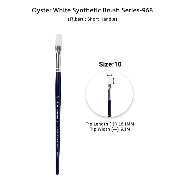 Art Essentials Oyster White Synthetic Hair Brush for Mixed Media- Series 968 - Filbert