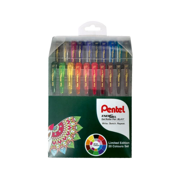 Pentel Energel Roller Gel Pen BL-417 Pack of 20 Assorted Colours