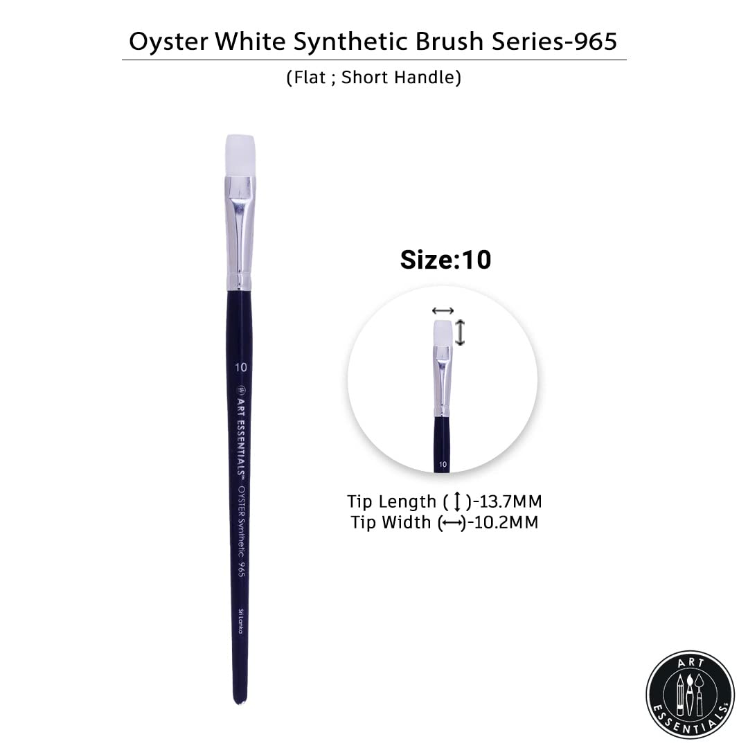 Art Essentials Oyster White Synthetic Hair Brush for Mixed Media, Series 965 - Bright - Short Handle - Size: 10