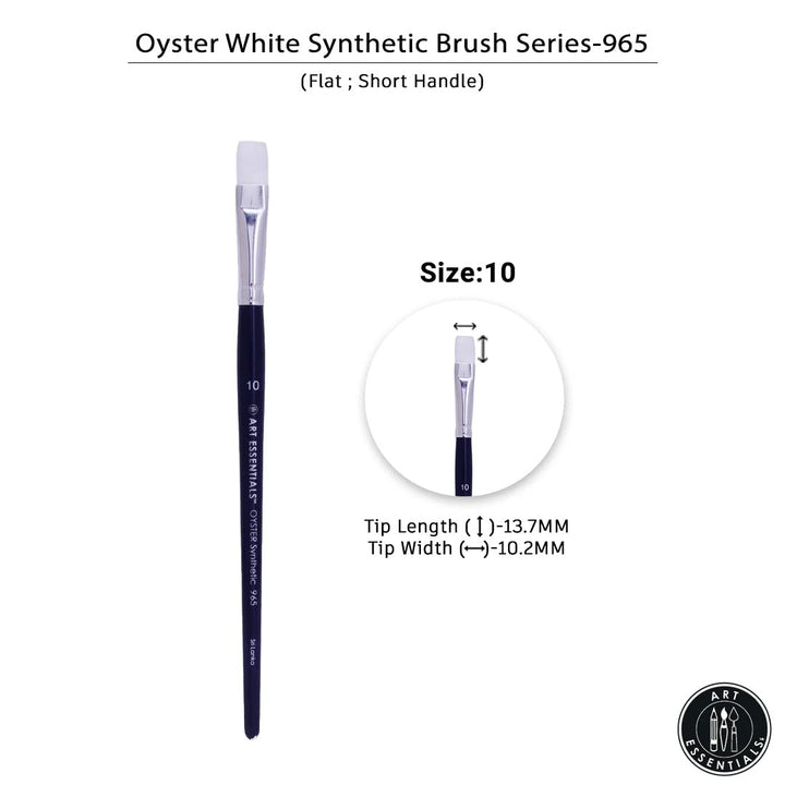 Art Essentials Oyster White Synthetic Hair Brush for Mixed Media, Series 965 - Bright - Short Handle - Size: 10